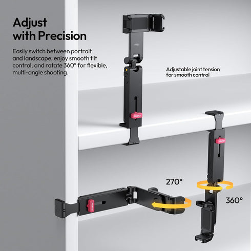 ULANZI MA89 2025 360 Foldable Airplane Phone Holder Mount, Rotation Airplane Travel Essentials, Long Flight Must Haves