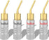 Preffair 4 Pcs Banana Plugs for Speaker Wire, 2mm Pin Connectors, Brass 24K Gold Plated for DIY Speaker Cables