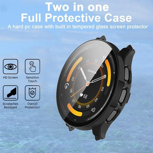 Lamshaw Hard PC Case with Screen Protector for Garmin Venu 3S, Compatible with 41mm/45mm Smartwatch (2 Pack-Black+Clear)