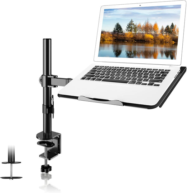 suptek Single Laptop Notebook Desk Mount with Tray for 13-27 inch Computer Screen, Adjustable Laptop Desk Arm