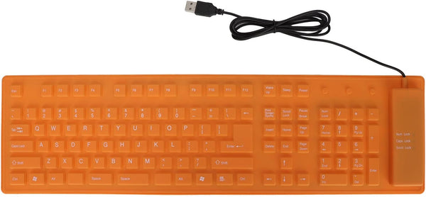 Foldable Silicone Keyboard - 108 Keys Waterproof Rollup USB Wired Keyboard, Soft Touch for PC, Laptop, Notebook