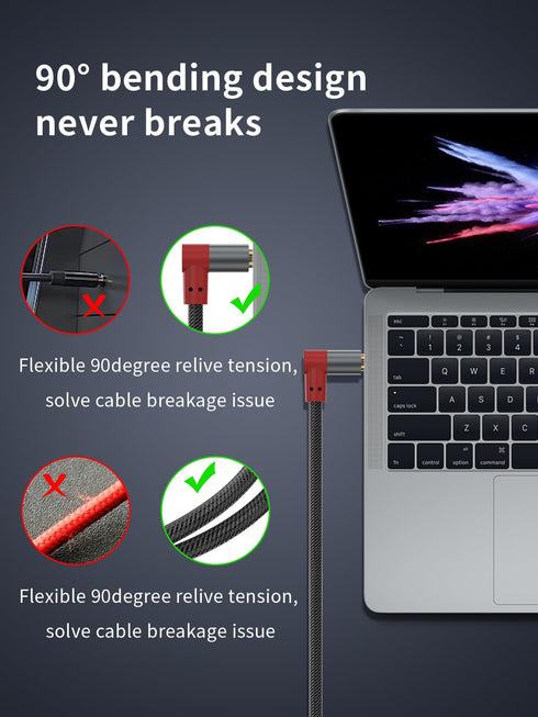 3.5mm Audio Cable 3ft, Headphone Jack to Headphone Jack Aux Cord, 90 Degree Male to Male Braided Auxiliary Cord