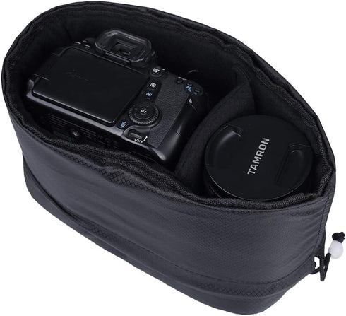 Shockproof Camera Insert Bag for SLR DSLR Mirrorless Camera Lens Flash Light Accessories Camera Pouch with Adjustable Dividers for Canon Nikon Sony Water Resistant Camera inner case(Black)