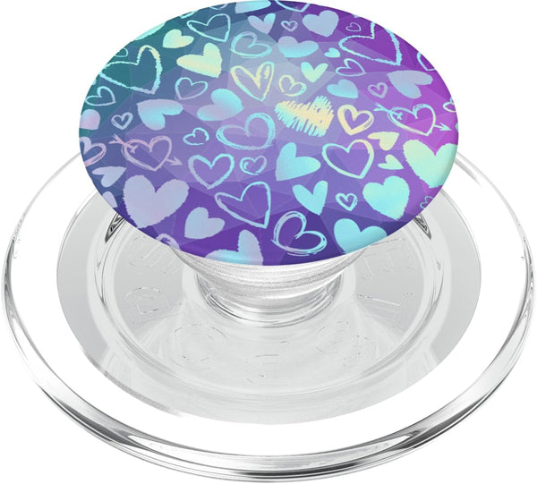 PopSockets PopGrip Rainbow Modern Hearts Teal Purple for MagSafe