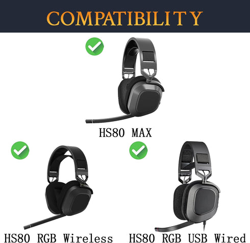 SOULWIT Cooling-Gel Earpads Replacement for Corsair HS80 Max/HS80 USB Wired/HS 80 RGB Wireless Gaming Headsets, Ear Pads Cushions with High-Density Noise Isolation Foam - Black