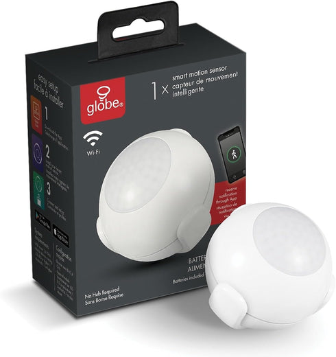 Globe Electric Wi-Fi Smart Motion Detector - No Hub Required, Battery Operated, White, 50026