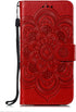 LEECOCO for Samsung S10e Case, Mandala Embossing Luxury PU Leather Flip Notebook Wallet Cover, Red