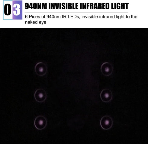 Night Vision IR Illuminators, 940nm Invisible 6-LEDs Infrared Light, IP65 Water-Resistant Outdoor Floodlight for