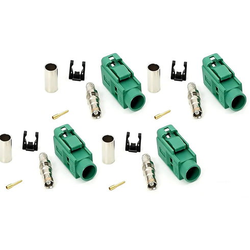 4PCS Fakra E Female, Crimp Solder Connector, RF Coaxial Cable Connector for