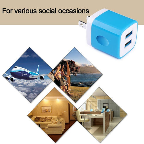 Charging Block, Wall Charger Sicodo 3-Pack Dual Port USB Home Travel Wall Charger Plug Compatible with iPhone 15, 14,