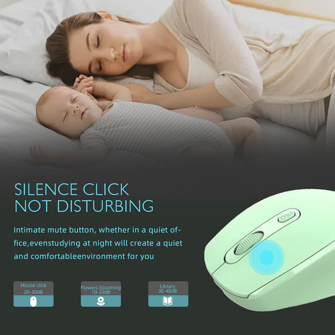 ONE-UP Wireless Mouse, 2.4G + Bluetooth, Rechargeable Battery, Silent, Portable, USB Nano Receiver for Laptop,