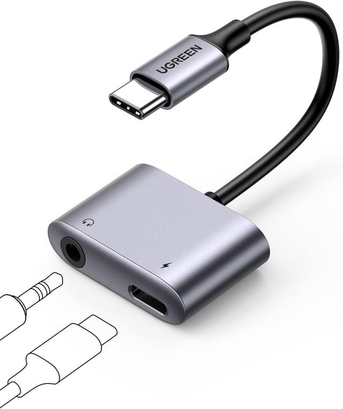 UGREEN 2 in 1 USB C to 3.5mm Headphone and Charger Adapter, Type C to Aux Audio Jack with PD 60W Fast Charging for