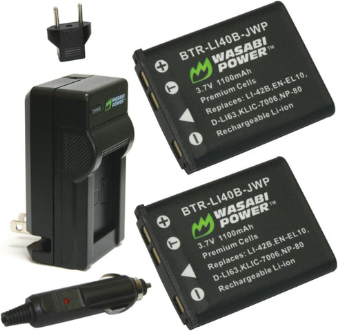 Wasabi Power 2-Pack Battery and Charger for Kodak KLIC-7006, LB-012, Kodak PIXPRO FZ55, FZ53