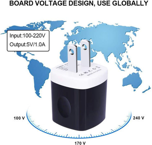UorMe Wall Adapter 10 Pack, 1A 5V Single Port Charger Power USB Plug Charging Cube for iPhone 14 13 12 SE 11, Galaxy