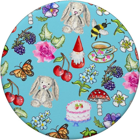 Coquette Aesthetic Botanical Garden Tea Blue Dollette PopSockets Standard PopGrip