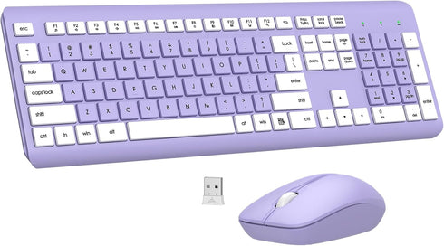 EDJO Wireless Keyboard and Mouse Combo, Full-Size Silent Ergonomic Keyboard and Optical Mouse,