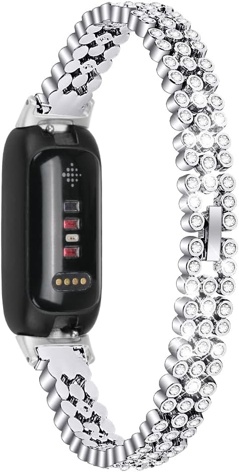 Slim Bling Bands for Fitbit Inspire 3 Smartwatch, Dressy Rhinestone Bracelet Replacement for Women Girls Accessories