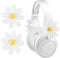 Fiwochic 2 Pack Headphone Accessories Decoration Daisy Flower Decor Cute 3D Printed White