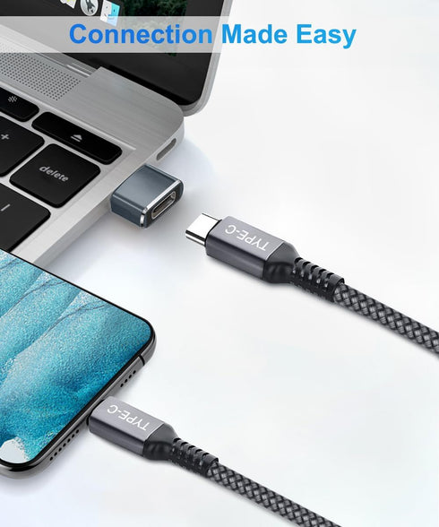 Elebase 10FT USB Type C to C 100W Cable with Adapter, Fast PD Charger for iPhone 15 Pro Max, Samsung Galaxy S23/S24,