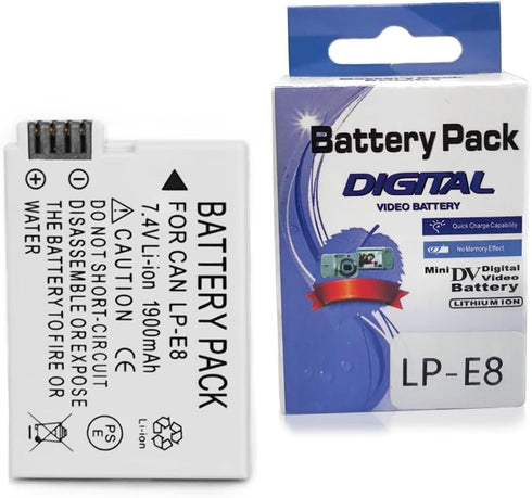 LP-E8 Rechargeable Lithium Ion Battery Pack, 2-Pack for Canon EOS Rebel T2i, T3i, T4i, T5i, 600D, 700D