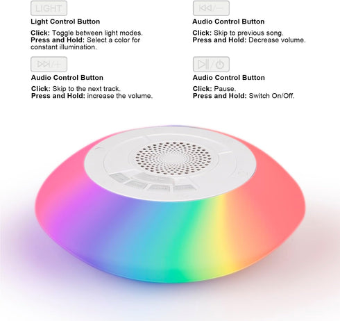 Vessena IPX7 Wireless Speaker with Lights, Waterproof Floating Pool Speaker, Portable Wireless Hot Tub Speaker