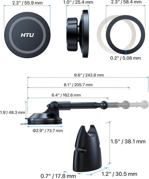 2024 Upgraded MagSafe Car Mount with 80LBS Strongest Suction, Powerful Magnetic Cell Phone Holder for iPhone 15 14 Pro