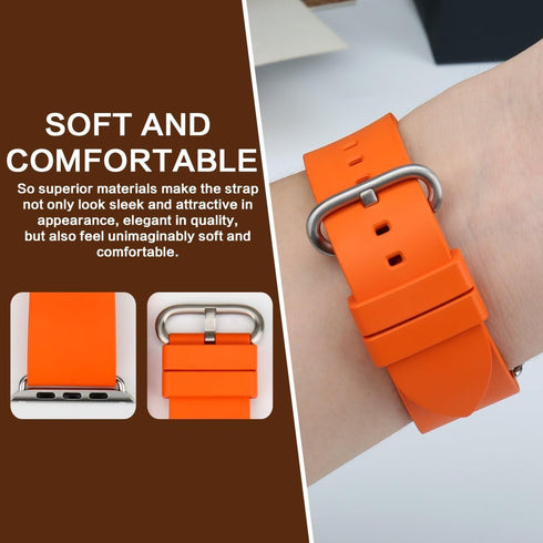 REZERO Compatible with Apple Watch Band 49mm 45mm 44mm 42mm 41mm 40mm 38mm - Fluoro Rubber Strap with Buckle
