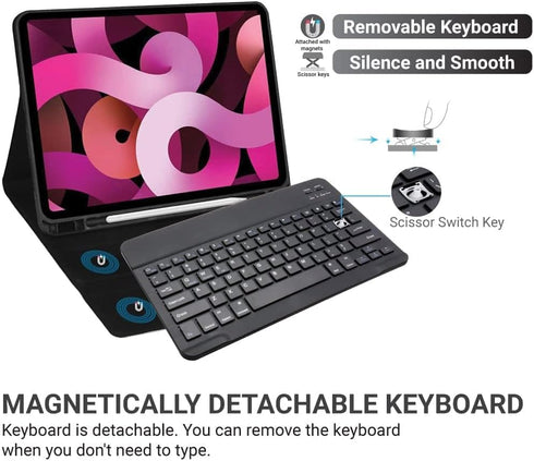 Ultra-Slim Bluetooth Keyboard, Portable Mini Wireless Rechargeable for Apple iPad, iPhone, Samsung Tablet (10 inch