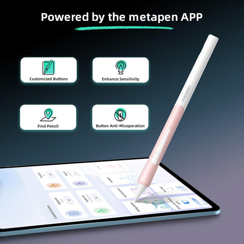 metapen D1 iPad Pencil for iPad 10th/9th, Ergonomic Grip & App Control, Stylus Pen for iPad Air, Pro, Replace for Apple