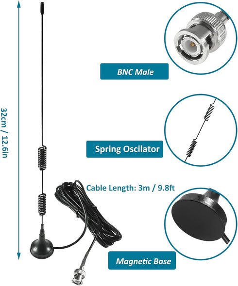 AEDIKO 2pcs 20-1300MHz Police Scanner Antenna - Radio Scanner Antenna for Police Radio Scanner