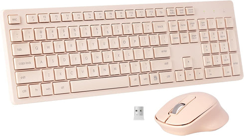 Wireless Keyboard and Mouse Combo - Quiet 2.4G Full-Size Keyboard & Ergonomic Mouse for Windows, Mac Desktop/Laptop,