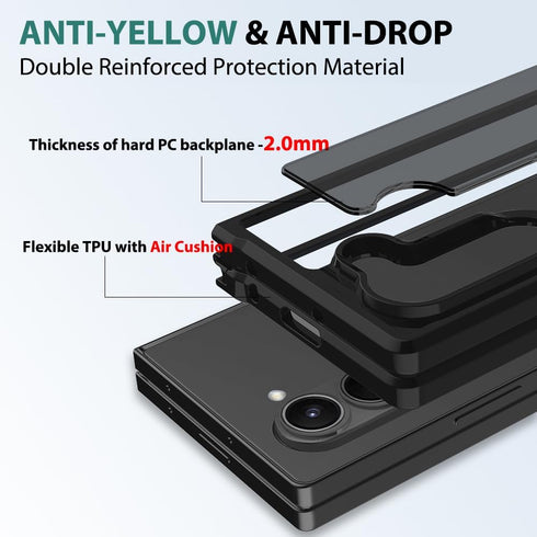 Samsung Galaxy Z Fold 6 Case, Black Thin Anti-Scratch PC with Camera Frame Protection, Shockproof Design