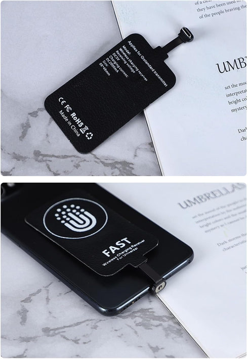 Wireless Charging Receiver, Type C 2000mA Wireless Charger Receiver for Galaxy A40 A20E, Thin Wireless Charging Adapter