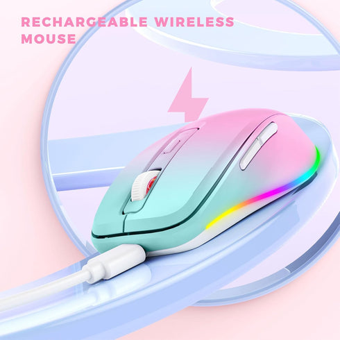 Wireless Mouse Jiggler, Rechargeable Moving Mouse with Undetectable Random Movement, Gradient Pink