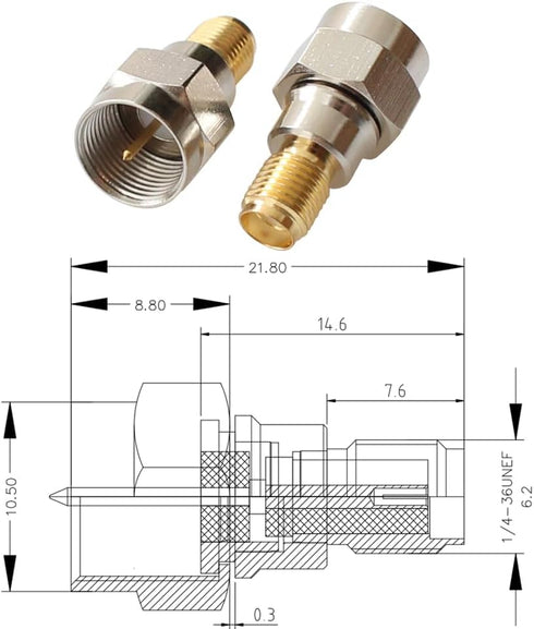F Type to SMA Male Female Coax Connector Coaxial Adapter - 2 Sets, 6 Pcs
