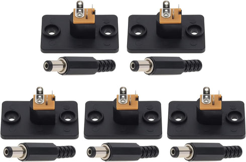 Micro Traders 5 Pairs Male Jack & Female Socket Panel Mount Barrel Jack Plug