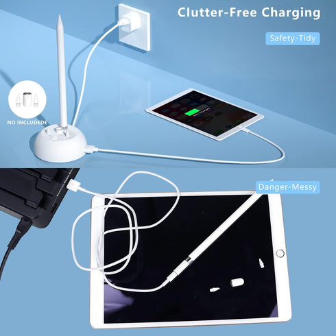 Charging Stand Compatible with Apple Pencil 1st Generation - 3 in 1 iPad Pencil Charger Dock with LED Light & Pencil