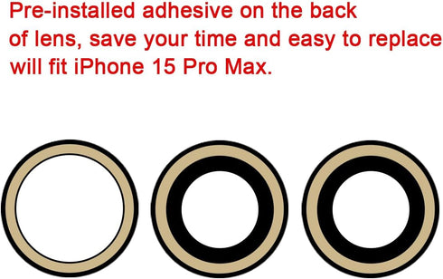 OEM Back Rear Camera Lens Glass Replacement for iPhone 15 Pro Max 6.7 inches with Pre-Installed Adhesive and Repairing