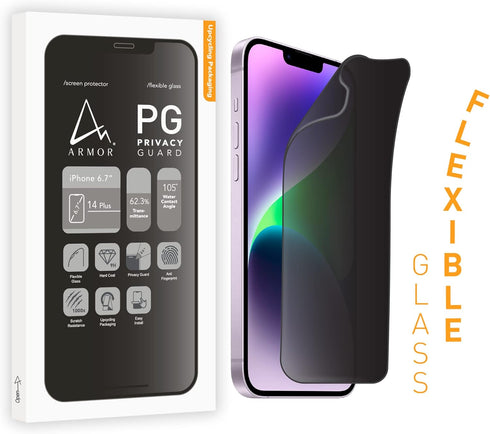 ARMOR Flexible Glass Screen Protector, Privacy Guard 9H for iPhone 14 Plus