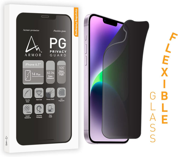 ARMOR Flexible Glass Screen Protector, Privacy Guard 9H for iPhone 14 Plus