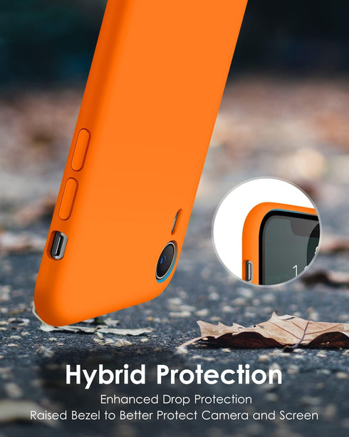 DTTO iPhone XR Case, Orange Ultra Slim Soft Premium Liquid Silicone with Military Grade Drop Protection
