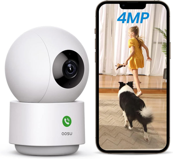 aosu 4MP Security Camera Indoor, 2.5K Baby Monitor Pet Camera 360 for Home