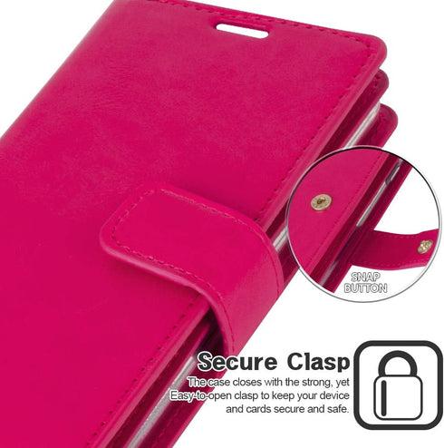 GOOSPERY Mansoor Wallet Case for Samsung Galaxy S10 Plus (2019) - Hot Pink Double Sided Card Holder Flip Cover