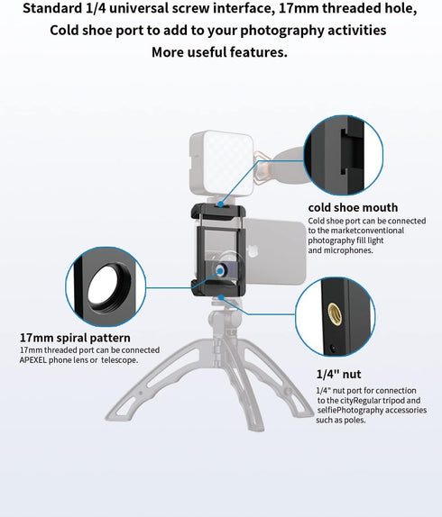 17 mm Thread Lens Adapter, Telephoto Lens Phone Mount, Sturdy and Wear-Resistant Holder for All Lens with 17mm Thread