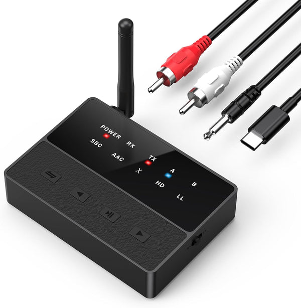 Criacr Bluetooth Audio Adapter, Bluetooth 5.3 AUX Adapter, 2 in 1 Transmitter Receiver