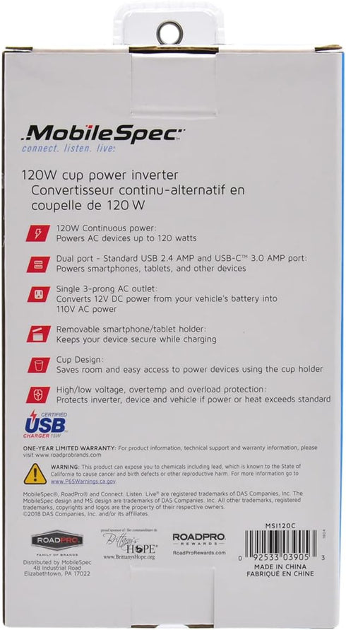 MobileSpec MSI120C 120 Watt Cup Power Inverter