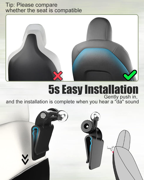 Charchendo Headrest Tablet Mount for Tesla Model Y Model 3, Fits 4-13'' Devices, Adjustable Travel Holder