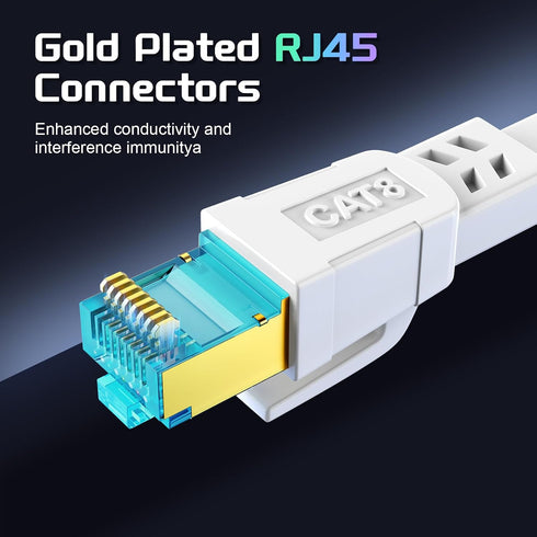 8 100 40Gbps 2000Mhz RJ45 Cat Ethernet Cable FT, Heavy Duty High Speed Internet Network Patch Cord, Shielded Flat LAN