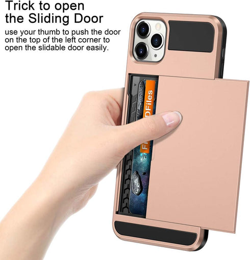Vofolen Case for iPhone 11 Pro Max - Wallet with Credit Card Holder Slot, Dual Layer Hybrid Bumper Armor, Rose Gold