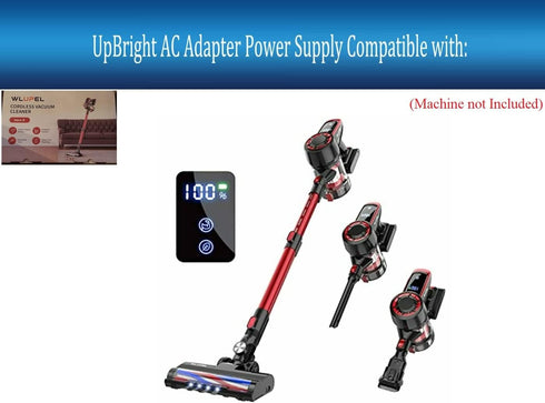 UpBright 26V AC/DC Adapter Compatible with Wlupel Model Hero 8 Hero8 22.2V 2000mAh 22.2VDC Li-ion Battery 250W 25KPA All-in-1 Lightweight Cordless Stick Vacuum Cleaner 26.5V Power Supply Cord Charger